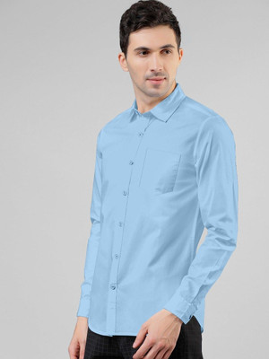 Stellalifestyle Men Solid Casual Light Blue Shirt