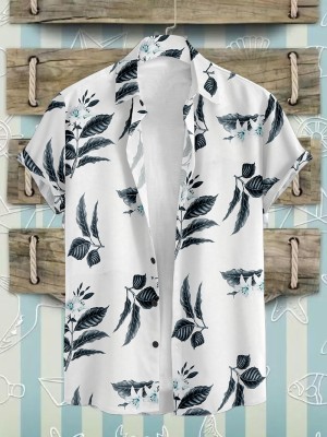 YUKAX Men Printed Casual Black, White Shirt