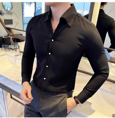 Manjubaa Enterprise Men Self Design Casual Black Shirt