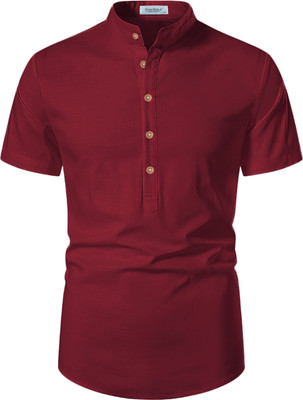 Edinwolf Men Solid A-line Kurta(Maroon)