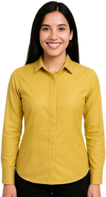 ZUNAIRA GARMENTS Women Solid Formal Yellow Shirt