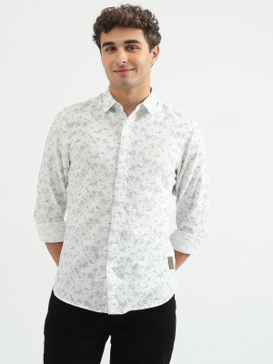 United Colors of Benetton Men Printed Casual White Shirt