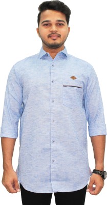 KUONS AVENUE Men Solid Casual Light Blue Shirt