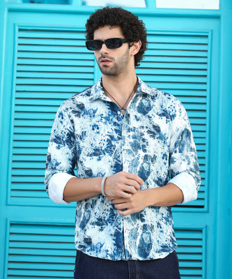 CAMPUS SUTRA Men Printed Casual Blue, White Shirt