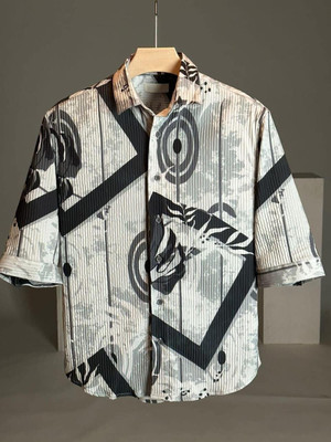 laxmi creation Men Printed Casual White, Grey Shirt