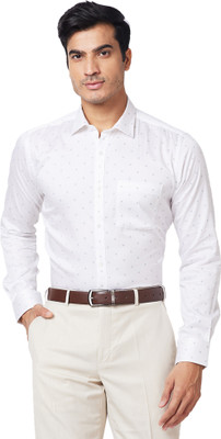 PARK AVENUE Men Printed Formal White, Light Blue Shirt
