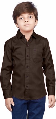 SKY PEARL Boys Solid Casual Brown Shirt