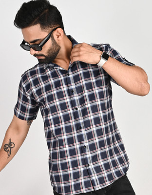 Dark Age Men Checkered Casual White Shirt