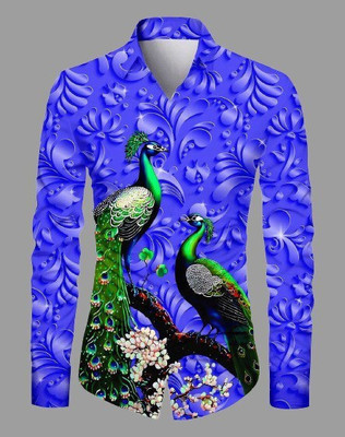 SHIV FASHION Men Printed Formal Blue Shirt