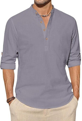 Edinwolf Men Solid Straight Kurta(Grey)