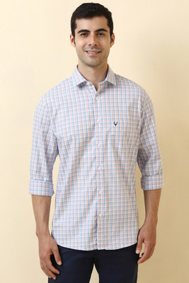 Allen Solly Men Checkered Casual White, Pink Shirt