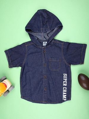 V-MART Baby Boys Solid Casual Blue Shirt