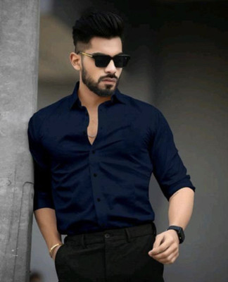 ALVIN ENTERPRISE Men Solid Casual Blue Shirt
