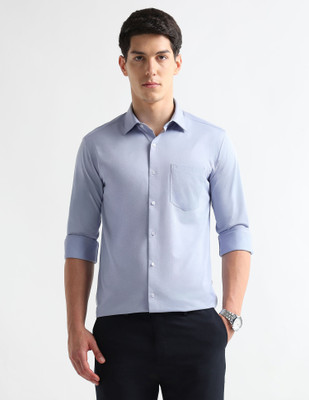 ARROW Men Self Design Formal Blue Shirt