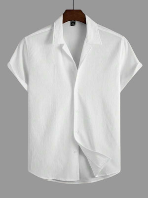 KHANJAN FASHION Men Self Design, Checkered Formal White Shirt