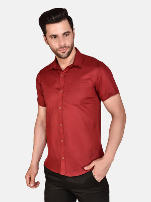 METRONAUT Men Solid Casual Maroon Shirt