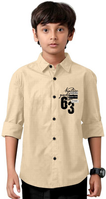 LAADLI Boys Printed Casual Beige Shirt
