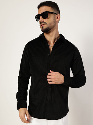 THOMAS SCOTT Men Self Design Casual Black Shirt