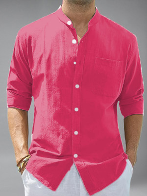 BHUVIKOO Men Solid Casual Pink Shirt