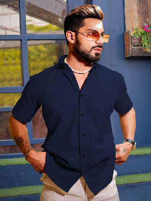 METRONAUT Men Solid Casual Blue Shirt