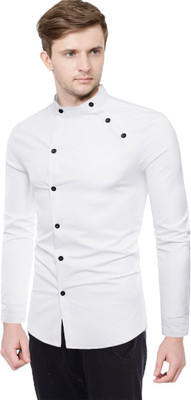 PEARL OCEAN Men Solid Casual White Shirt