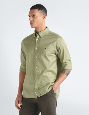 TOMMY HILFIGER Men Solid Casual Light Green Shirt