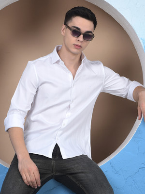 CRIMSOUNE CLUB Men Striped Casual White Shirt