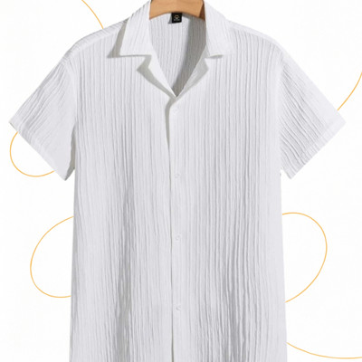 Looksky Men Self Design, Solid Casual White Shirt