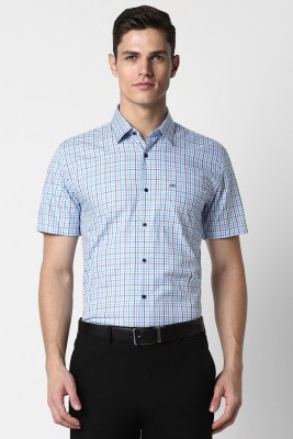 PETER ENGLAND Men Checkered Formal Light Blue Shirt