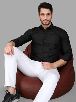 GAZZY CREATION Men Solid Formal Black Shirt