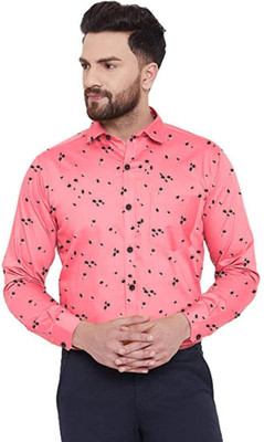 Binayak Men Printed Casual Orange Shirt
