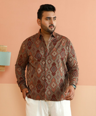 Instafab Plus Men Printed Casual Brown Shirt