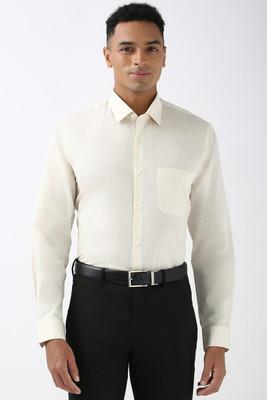PETER ENGLAND Men Self Design Formal Cream Shirt