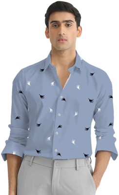 CHEAPSHIRTS Men Printed Casual Light Blue Shirt