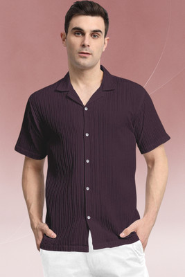 Dharamraj Fashion Men Self Design Casual Purple Shirt