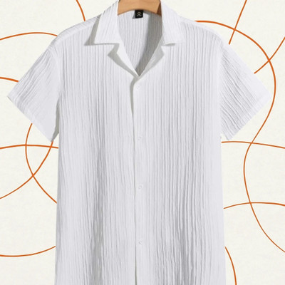 Look Trendy Men Self Design Casual White Shirt