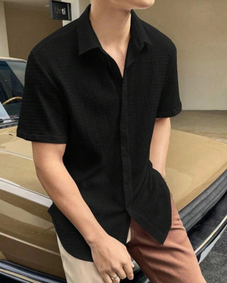 METRONAUT Men Solid Casual Black Shirt
