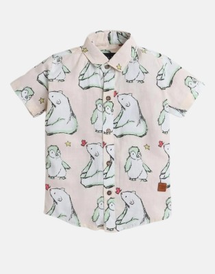 POLKA TOTS Baby Boys Animal Print Casual Cream Shirt