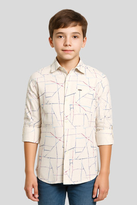CAVIO Boys Printed Casual Beige Shirt