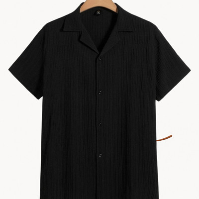 A Dearise Trend Men Self Design Casual Black Shirt