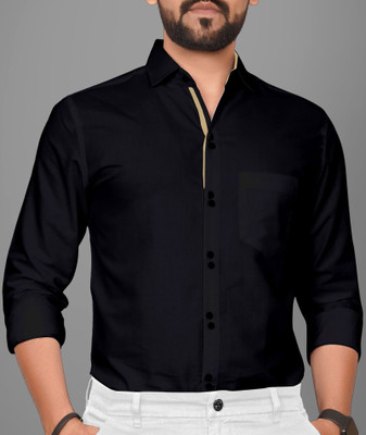Tyzlo Men Solid Formal Black Shirt