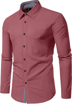 MUSA Men Solid Casual Red Shirt
