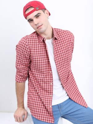 HIGHLANDER Men Checkered Casual Red Shirt