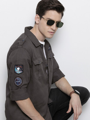 The Indian Garage Co. Men Solid Casual Brown Shirt