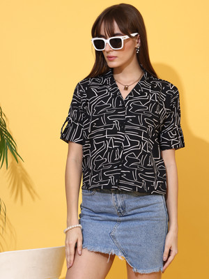 Sheetal Associates Women Printed Casual Black Shirt