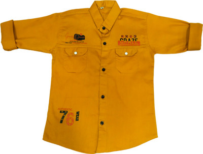 StylerOn Boys Printed Casual Orange Shirt