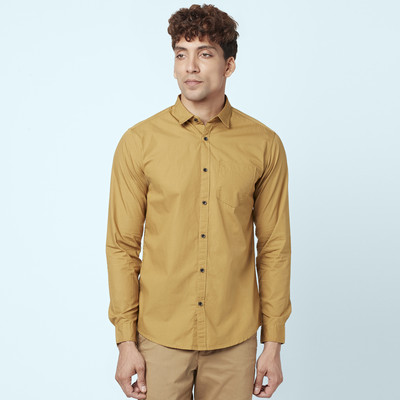 Byford by Pantaloons Men Solid Sports Yellow Shirt