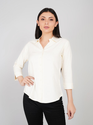REYA FASHION Women Solid Casual Cream Shirt