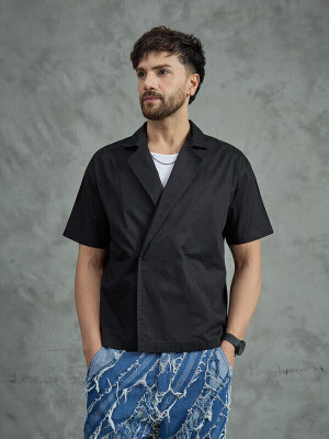 FUGAZEE Men Solid Casual Black Shirt