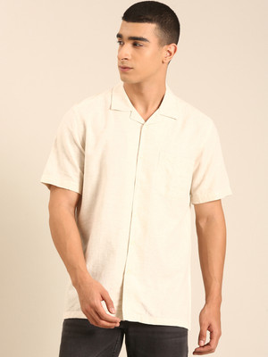 CAVALLO BY LINEN CLUB Men Solid Casual White Shirt